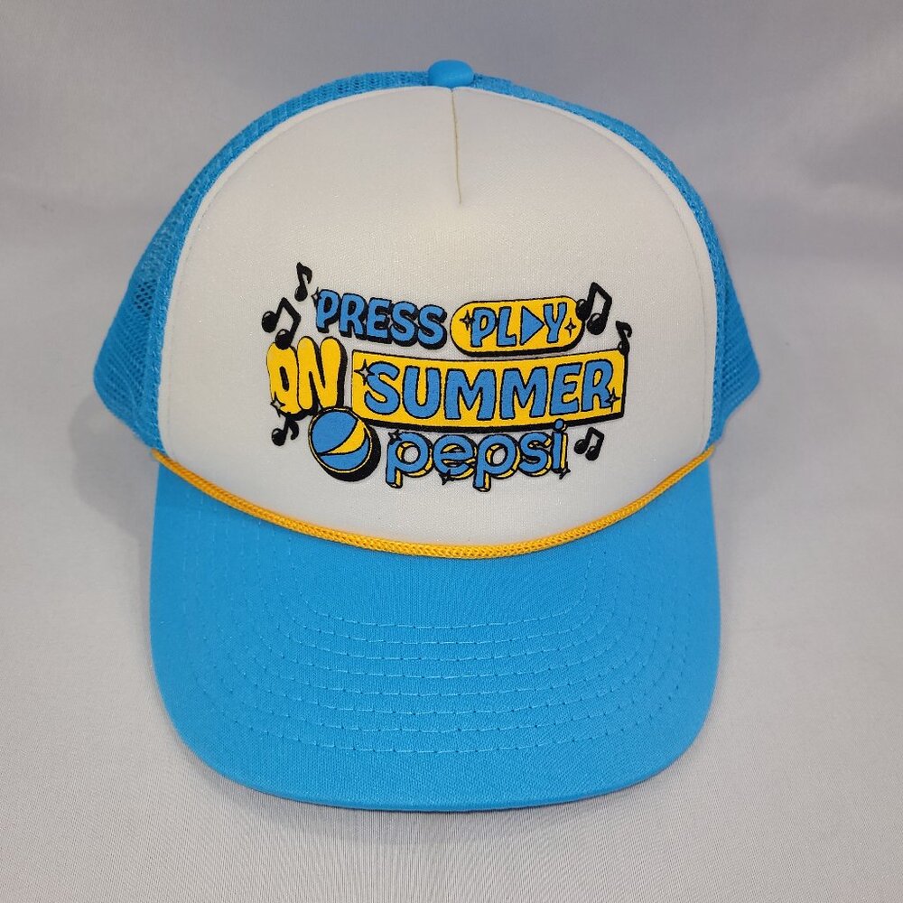 Pepsi Press Play on Summer Vintage Snapback 1980s Hat Mesh Back Truckers Cap